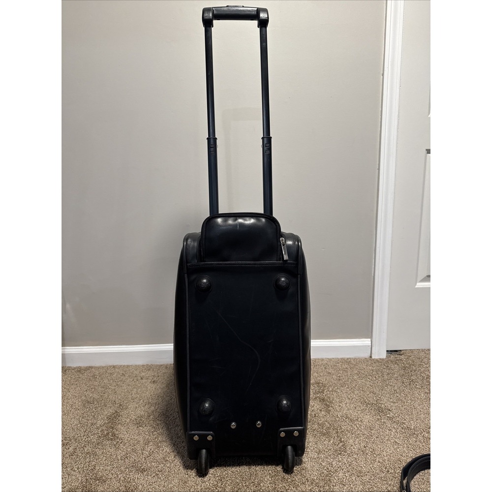 Diane Von Furstenberg DVF Black Suede Roller Travel Duffle Bag Suitcase Leather - Picture 9 of 12
